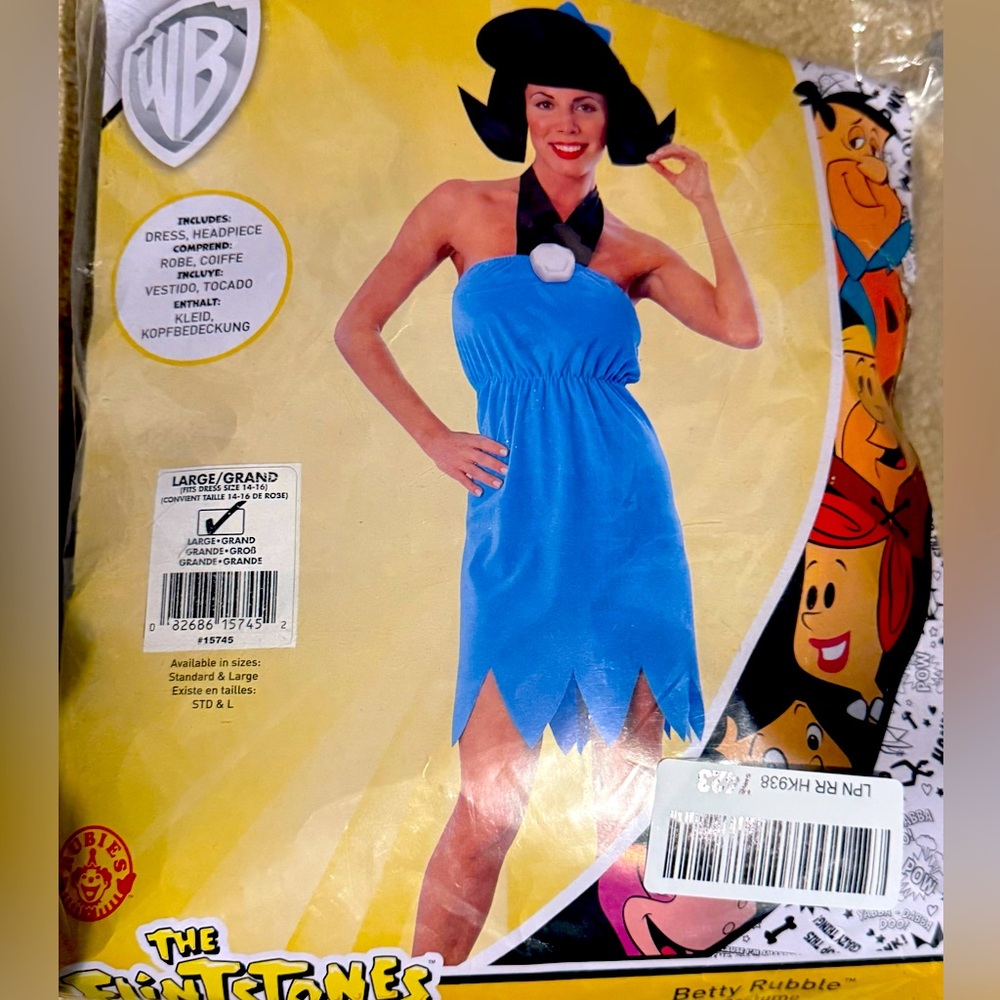 Warner Brothers Betty Rubble-Flintstones costume large headpiece & dress